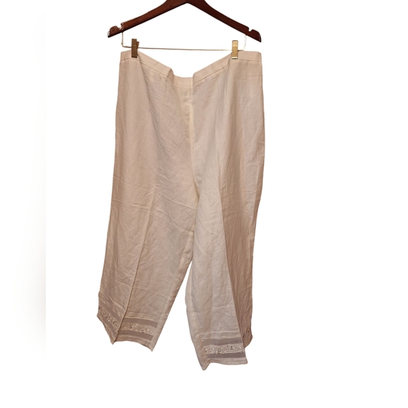 Two Piece Sherry Taylor Linen LOOK Vanilla Pants & Blouse SET New Plus Size 4X - Picture 5 of 6